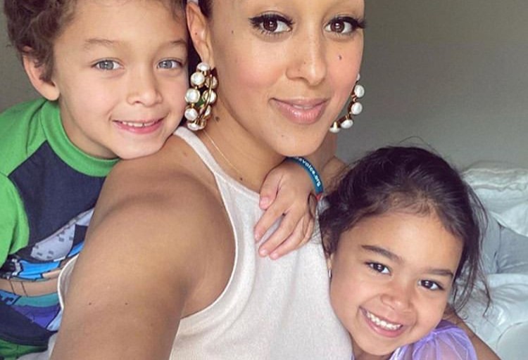 Tamera Mowry Poses with her Gorgeous Kids Wearing $40 Earrings from Blossom Box Jewelry and a Headband by Lele Sadoughi