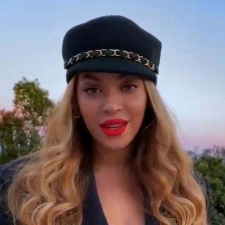 Beyonce in Eugenia Kim Sabrina Chain Detail Black Hat for Global Citizen’s One World Together at Home Concert