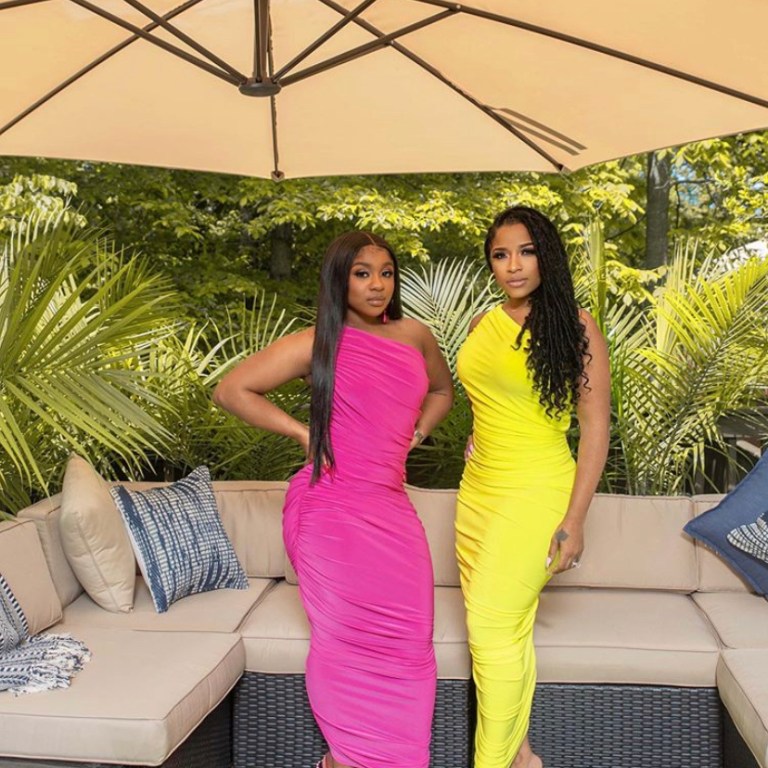 Shop Now: Toya Johnson and Reginae Carter’s Mother’s Day Norma Kamali Yellow and Pink One Shoulder Dresses!
