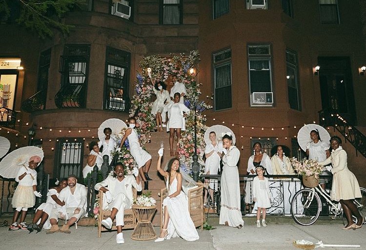 Brides Vashtie and Elaine Welteroth’s Quarantine Weddings: Stoop Celebrations and Durag Veils