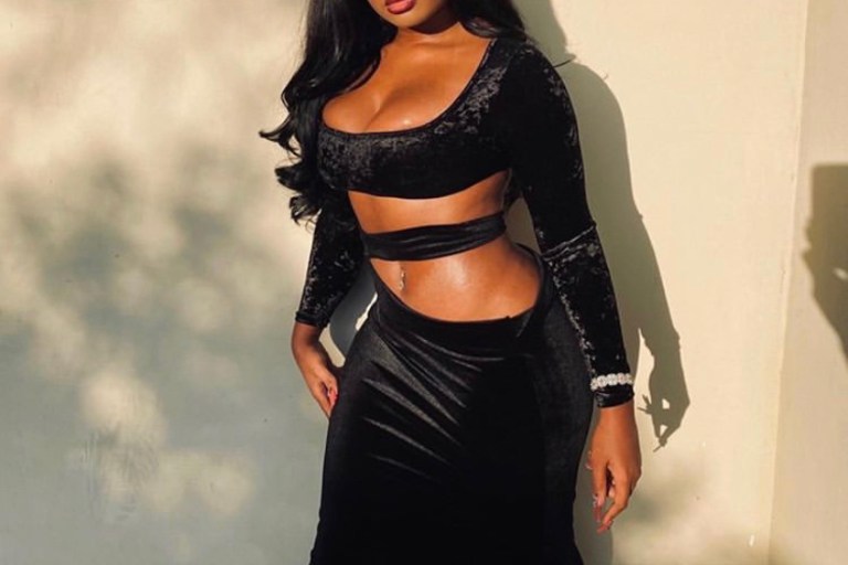 Megan the Stallion Won BET’s Female Hip Hop Awards in Grayscale Velvet Cut Out Black Dress + Her Ashton Michael Feathered Performance Look!