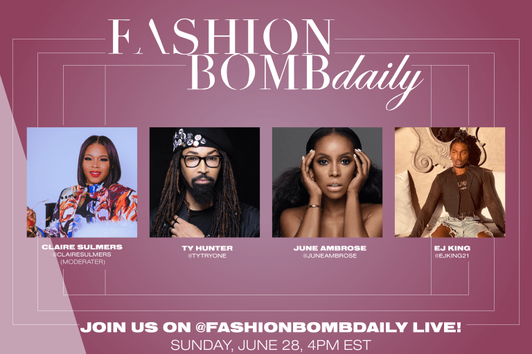 TODAY! Tune into a Special Pre BET Awards IG Live Style Chat with Claire Sulmers, Ty Hunter, June Ambrose, and EJ King!