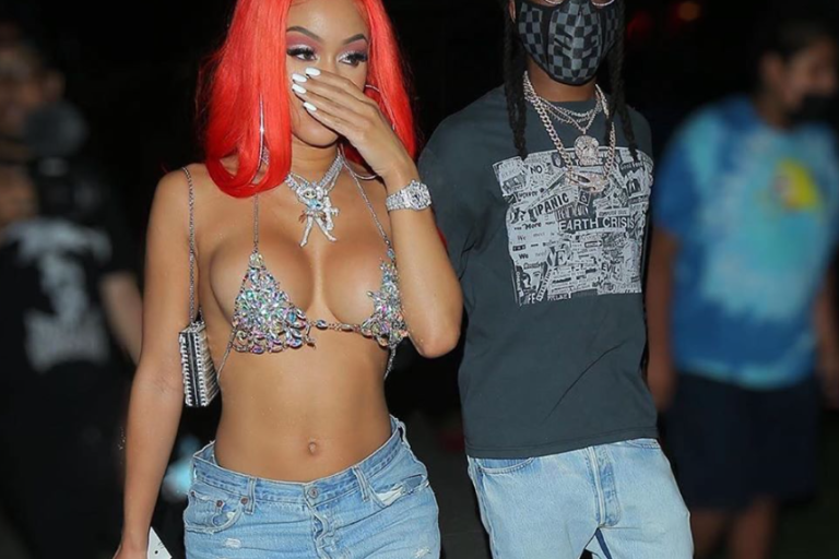 Saweetie Steps Out in Barely There Bikini Top and Samaria Leah Custom Distressed Jeans