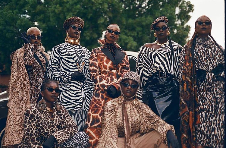 Black Is King Dancers Wear  Mixed Animal Print Outfits Designed by Zerina Akers and Brookelyn Styles