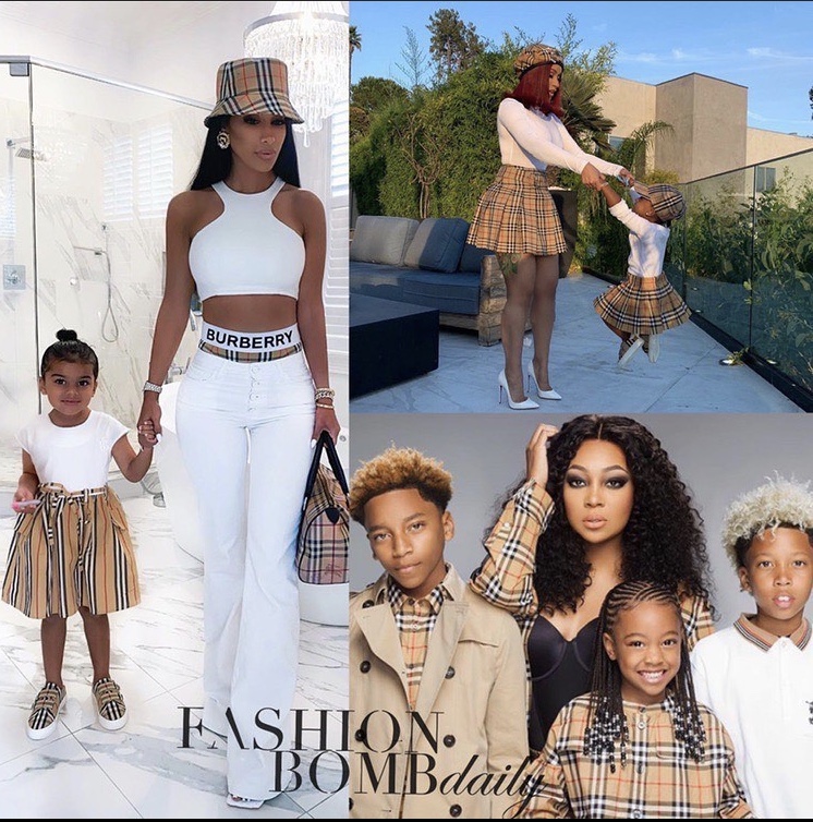 Celebs Love Burberry: Mommy and Me Looks featuring Cardi B, Monica, Kris Jenner and More