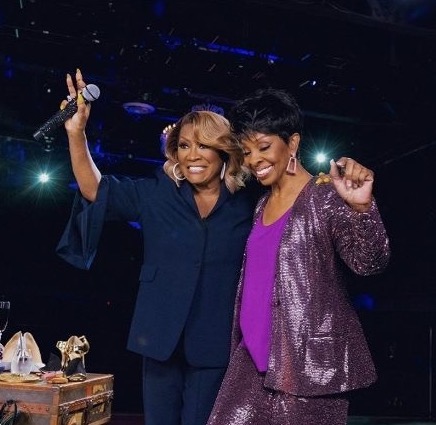 Shop Now: Gladys Knight’s Verzuz Battle Badgley Mischka Pink Sequined Suit ($550 Jacket, $395 Pants)