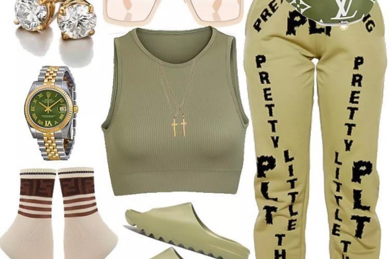 Style Inspiration: What to Wear While Working From Home by @StyledbyJovon_ Featuring Pretty Little Thing Joggers, Louis Vuitton Bumbag, and Yeezy Slides