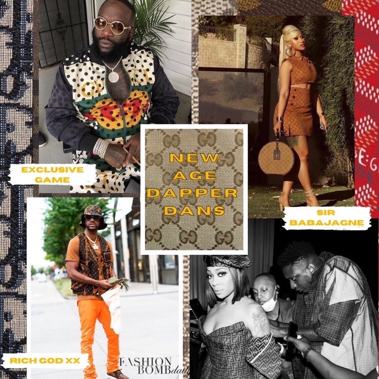 The New Age Dapper Dans: Rich Godxx, Exclusive Game, and Sir Baba Jagne Use Monogram Fendi, Gucci, and Louis Vuitton Prints to Create Fashion Forward Looks (Not Available in Stores)