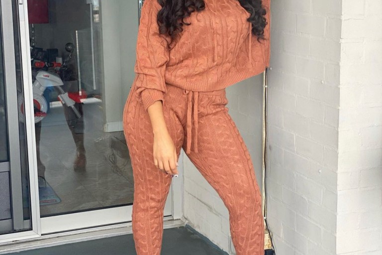 Angela Simmons Dressed Up a Knit Loungewear Fashion Nova Set With Heels
