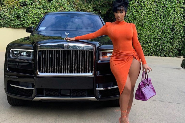 Cardi B Popped Out in Orange JLuxLabel ‘Kenzia’ Bodysuit and ‘Namya’ Skirt Set
