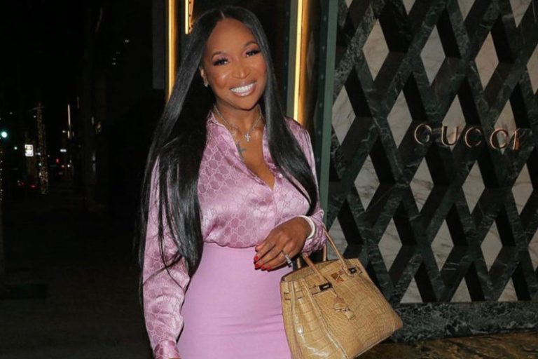 Marlo Hampton Gave Us A Rose Pink Style Moment in a Gucci Monogram Crêpe De Chine Shirt, Gucci Crepe Mini Skirt, Amina Muaddi ‘Julia’ Sandals and Hermes Birkin Bag