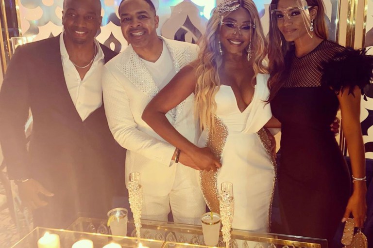 On the Scene at Cynthia Bailey and Mike Hill’s Fashion Bomb Wedding: Cynthia Bailey in Brides by Nona Couture Atelier, Porsha Williams in Esé Azénabor Atelier, Eva Marcille in Katie May, and More!
