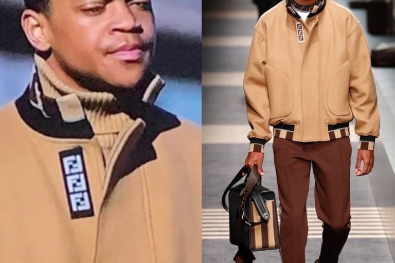 Ghost Wardrobe Inquiry: Tariq St. Patrick’s (Michael Rainey Jr) Fendi Camel Jacket + Paige Hurd’s See by Chloe Cream Side Tie High Neck Sweater