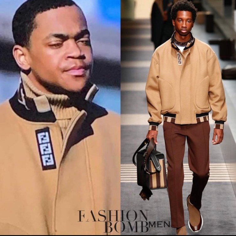 Ghost Wardrobe Inquiry: Tariq St. Patrick’s (Michael Rainey Jr) Fendi Camel Jacket + Paige Hurd’s See by Chloe Cream Side Tie High Neck Sweater