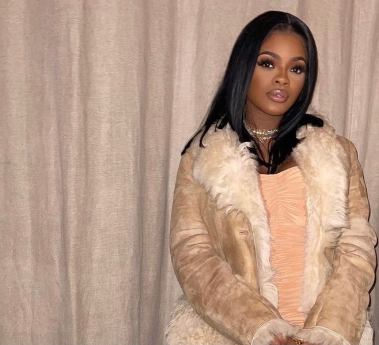 JT Shares Another Birthday Look Wearing Helmut Lang Shearling Coat, Norma Kamala Slinky to Knee Dress, Bottege Veneta Chain Cassette Bag and Mesh Square Toe Pumps