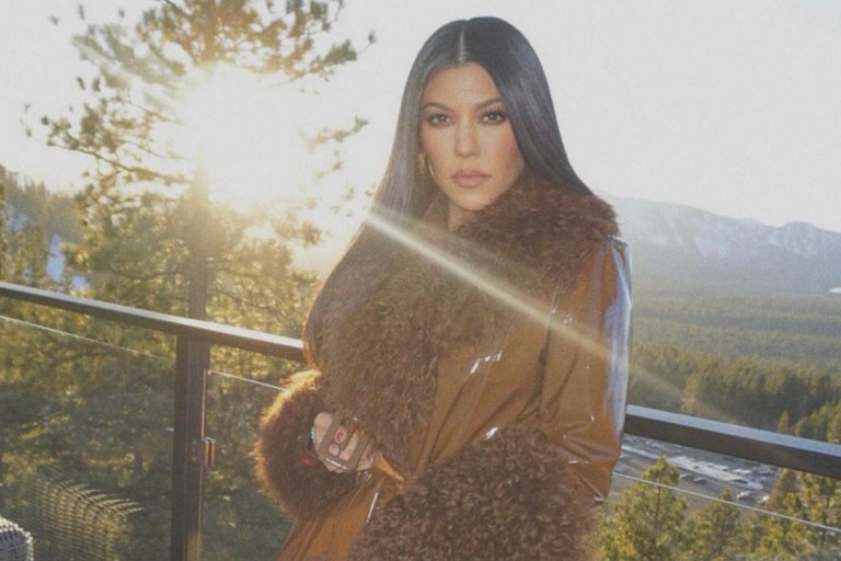 Kourtney Kardashian Spotted in Cozy Brown Saks Potts Foxy Shearling Coat