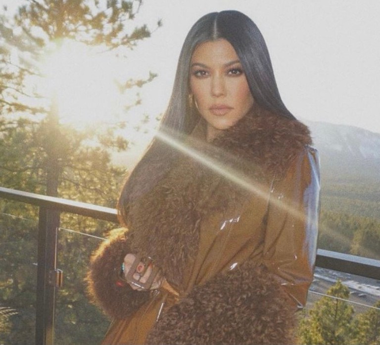 Kourtney Kardashian Spotted in Cozy Brown Saks Potts Foxy Shearling Coat