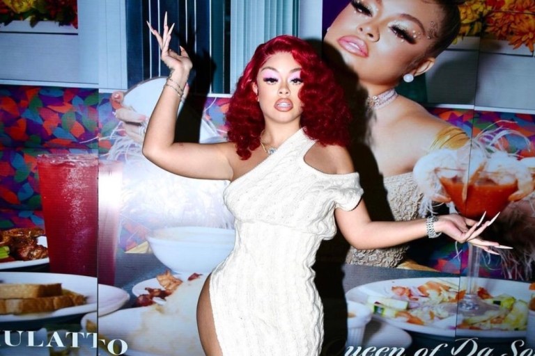 You Ask, We Answer! Mulatto Poses in an Off White Sweater Dress by Telfar