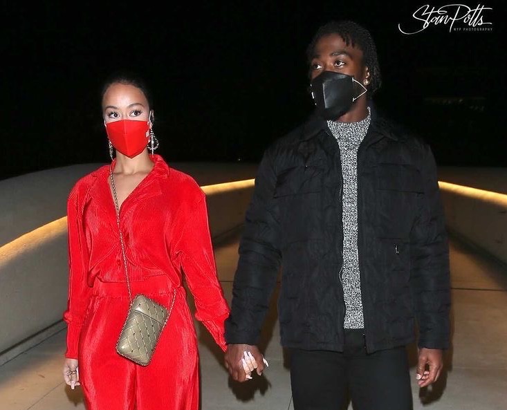 Draya Michele Spied with Tyrod “Ty” Taylor in BBX Brand Red Top and Pants Set + Henry Face Mask