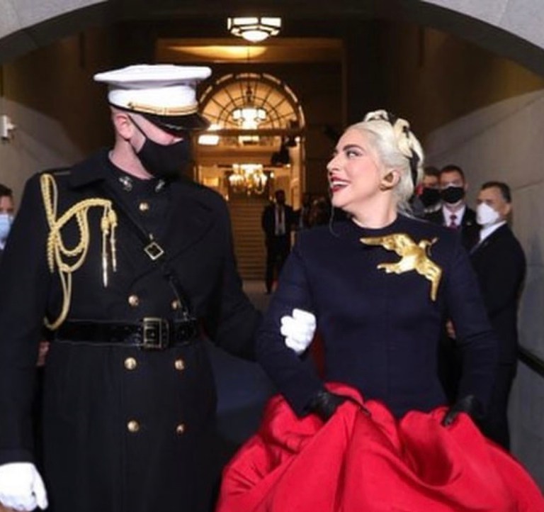 2021 Inauguration Celebrity Style: Jennifer Lopez in White Chanel Fall 2020 Look, Lady Gaga in Custom Navy and Red Dove Brooch-Embellished Schiaparelli Haute Couture, Demi Lovato in Grey Stella McCartney Fall 2020 Suit, + More!