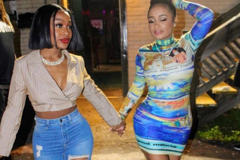 Wardrobe Inquiry: Dreamdoll’s Jayda Cheaves Blue and Turquoise Printed Fashion Nova Masterpiece Bodycon Dress