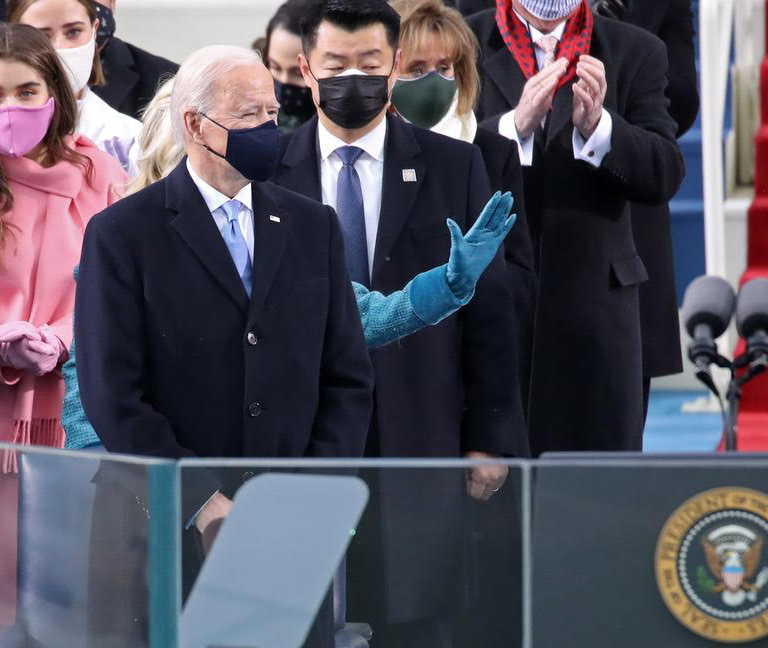 Joe Biden’s Granddaughter Natalie Biden Wears Custom Bubblegum Pink Lafayette 148 Coat to Inauguration