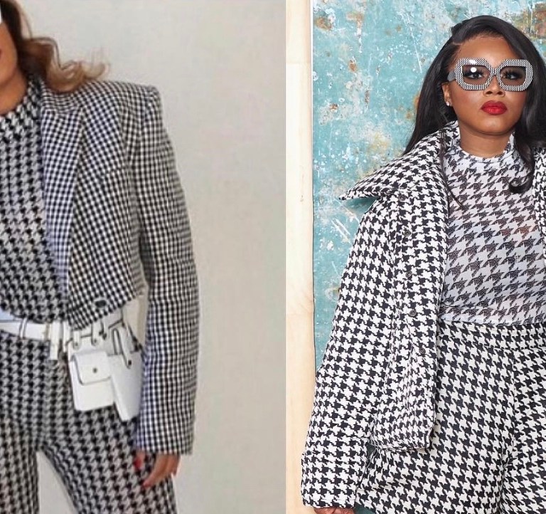 Trend Spotlight: Houndstooth as Seen on Beyoncé in David Koma, Claire Sulmers in BeautyLifeFun Shop Shan Latris and Minka Collection, Cardi B in Chanel, + More!