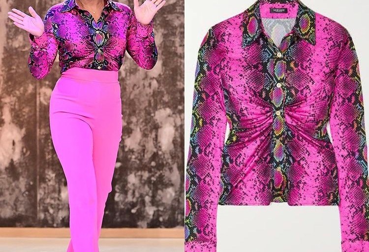 Tamron Hall Served An Electrifying Look Wearing A Pink Snake Print Versace Top Paired with Hot Pink Trousers by Cushnie