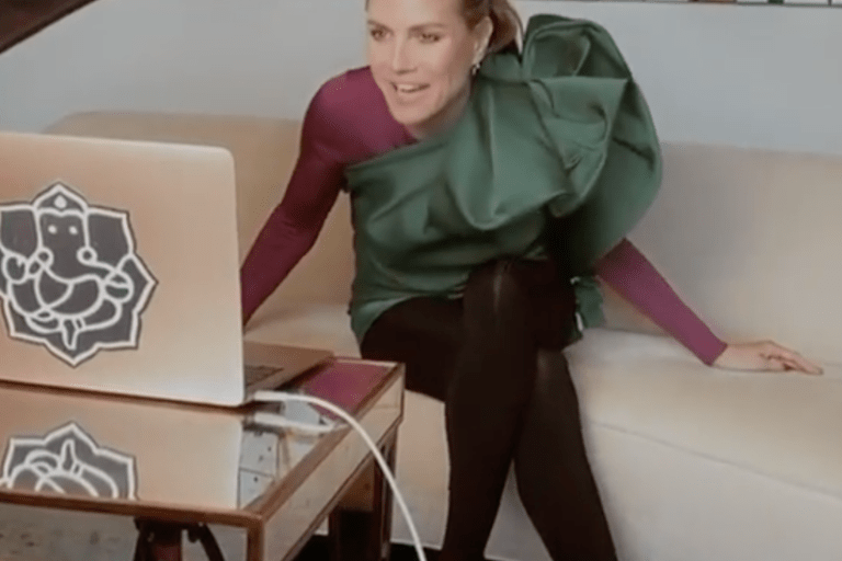 Wardrobe Inquiry: Heidi Klum’s $610 AZ Factory Red, White, and Black Pointy Sneakers