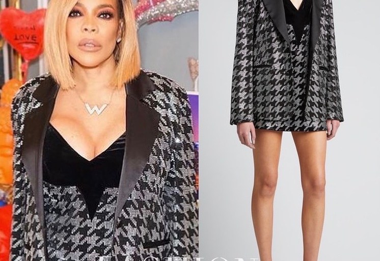 Wendy Williams Looked Amazing Wearing A Sequined Houndstooth Mini Dress and Matching Blazer By Retrofete