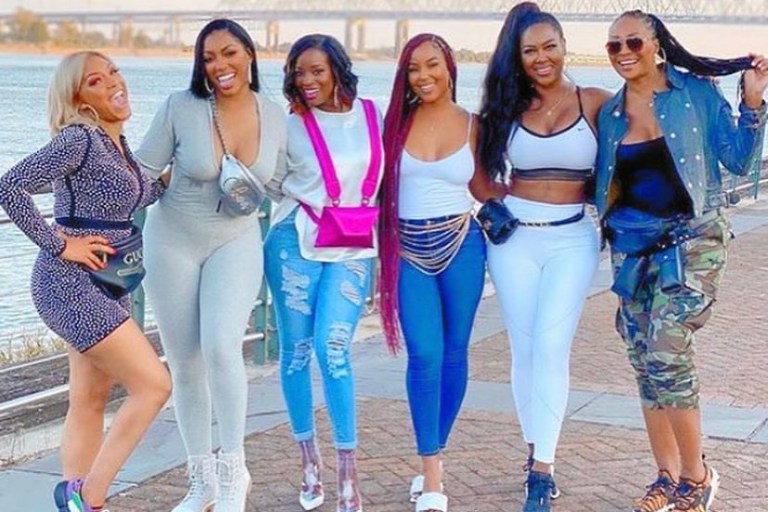 Wardrobe Inquiry: Shamea Morton’s Real Housewives of Atlanta New Orleans Hot Pink Satin Harness Backpack