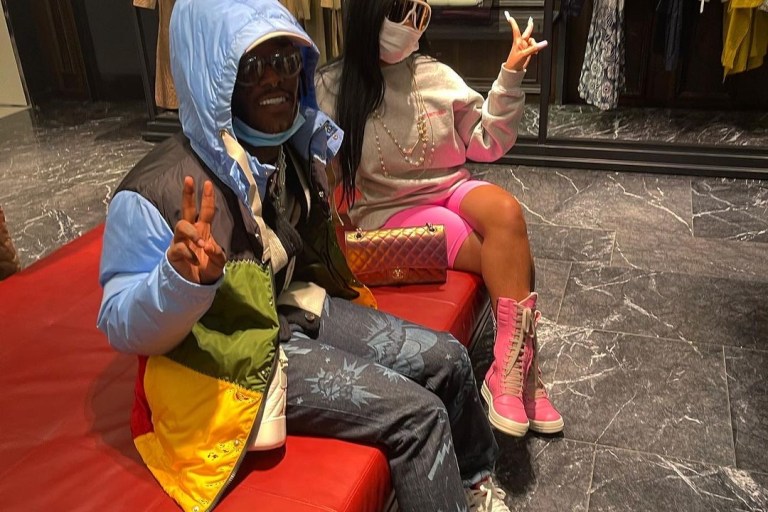 Wardrobe Inquiry: J.T. ‘s Lil Uzi Vert Shopping Trip Rick Owens Pink Pocket Sneakers and Helmut Lang Gray Logo Sweatshirt