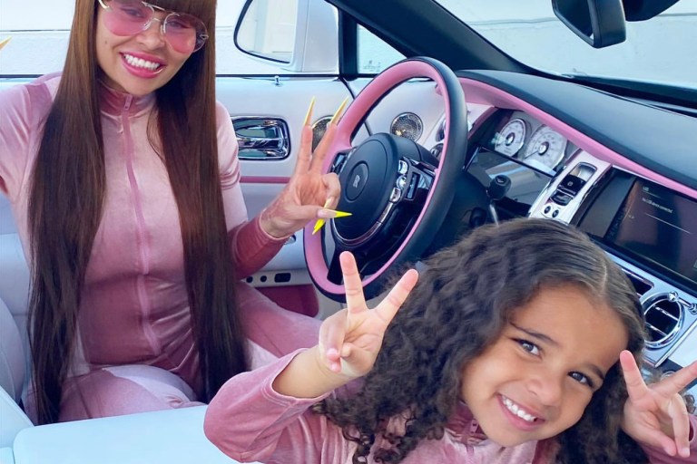 Blac Chyna and Her Daughter Dream Spotted in Matching Fashion Nova Pink Velvet Jumpsuits