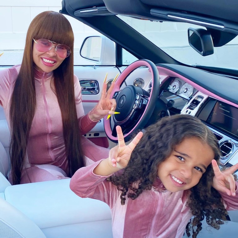 Blac Chyna and Her Daughter Dream Spotted in Matching Fashion Nova Pink Velvet Jumpsuits