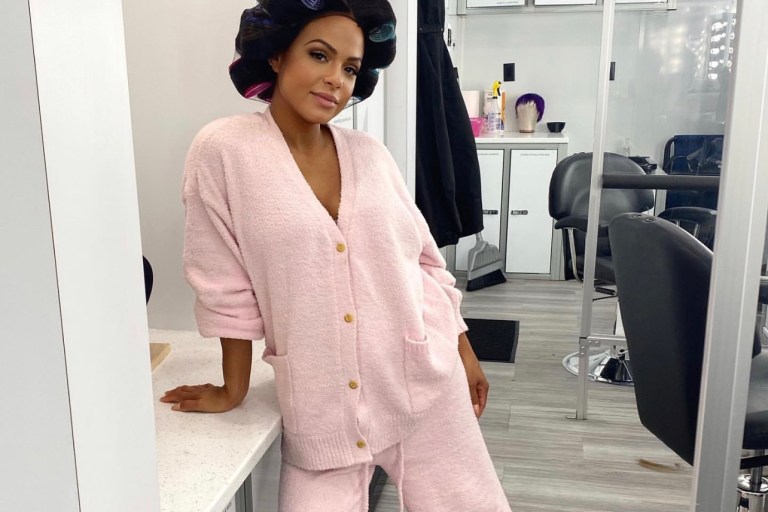 Christina Milian Gets Ready for Glam Session in Pink Fuzzy Fashion Nova Set