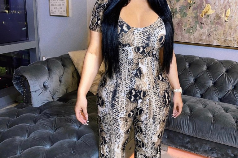 Emily B Takes a Step on the Wild Side in Fashion Nova Snake Print Jumpsuit