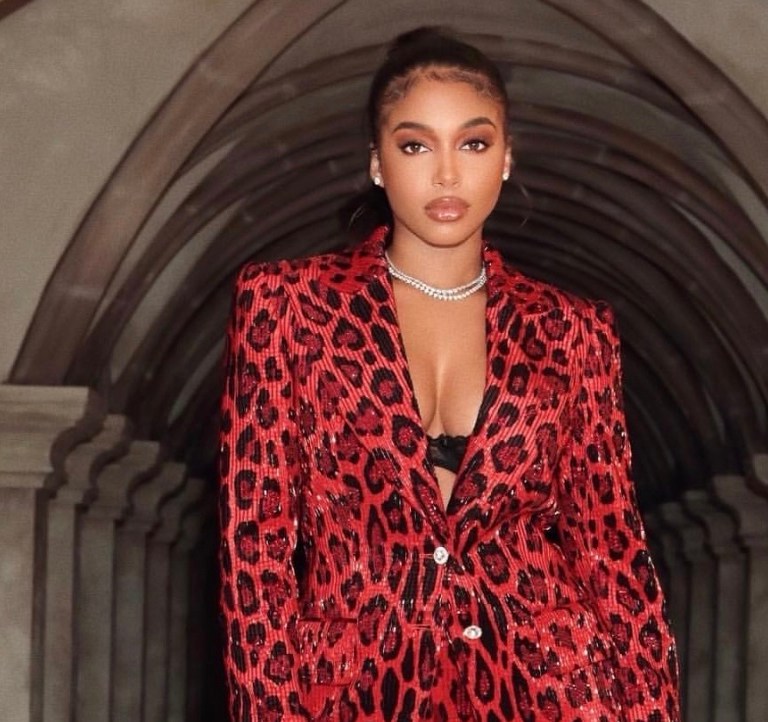 Lori Harvey Celebrates Best Friend Nikki Hightower’s Birthday Wearing Tom Ford Red Jaguar Print Suit and Hermes Black Mini Kelly 20 Croc Bag