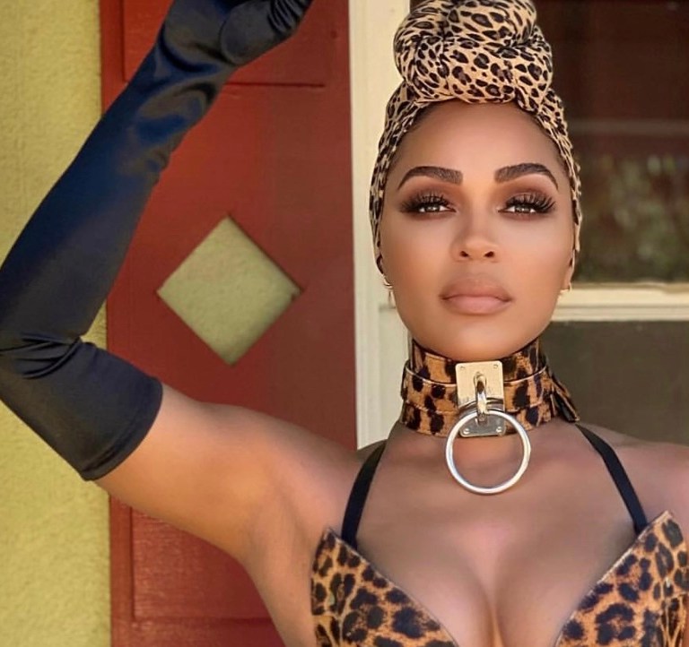 Meagan Good Covers Hello Beautiful’s March Issue in Zana Bayne Leopard Set, Rick Owens Black Cut Out Skirt and Femme LA Black Pumps