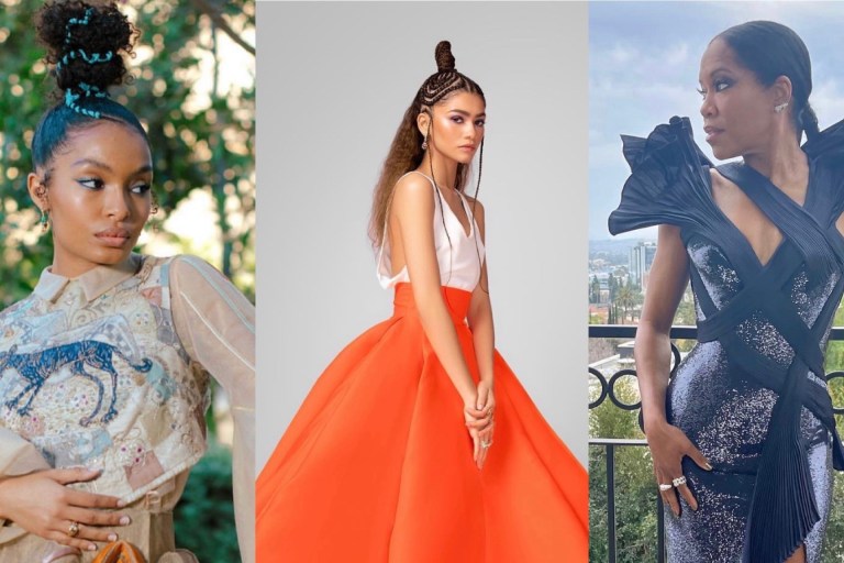 Top 10 Best Dressed at 2021 Critics Choice Awards: Regina King in Atelier Versace Black Shimmering Thigh-Slit Gown, Yara Shahidi in Dior Sheer Embroidered Look, Zendaya in Valentino Haute Couture White Top and Orange Skirt + More