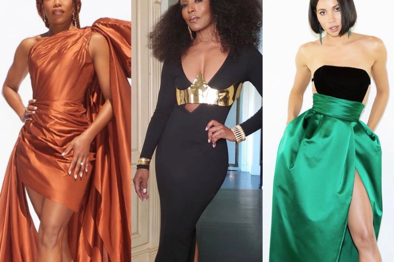 Top 10 Best Dressed at the 2021 NAACP Image Awards: Jurnee Smollett in Alexandre Vauthier Black and Green Velvet-Satin Dress, Regina King in Oscar De La Renta Bronze One Shoulder Draped Dress, Angela Bassett in Graham Cruz Black Gold Plated V-Neck Dress + More