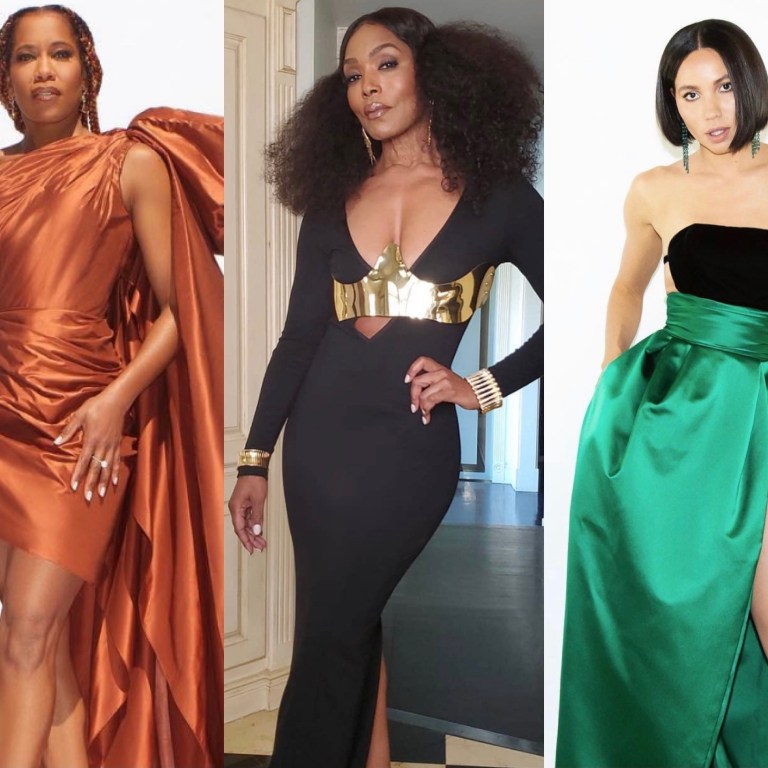 Top 10 Best Dressed at the 2021 NAACP Image Awards: Jurnee Smollett in Alexandre Vauthier Black and Green Velvet-Satin Dress, Regina King in Oscar De La Renta Bronze One Shoulder Draped Dress, Angela Bassett in Graham Cruz Black Gold Plated V-Neck Dress + More