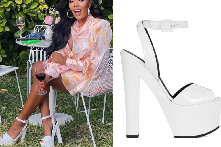 You Ask, We Answer! Angela Simmons Instagram White Platform Sandals