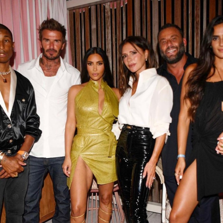 Pharrell Williams and David Grutman Host Grand Opening for The Goodtime Hotel in Miami: Star-Studded Guest List Including Kim Kardashian in Dior Vintage Green Dress, Victoria Beckham in White Button Top and Patent Leather Pants From Her Self-Named Brand, Anitta in Versace Spring/Summer 2021 Tropical Print Set + More