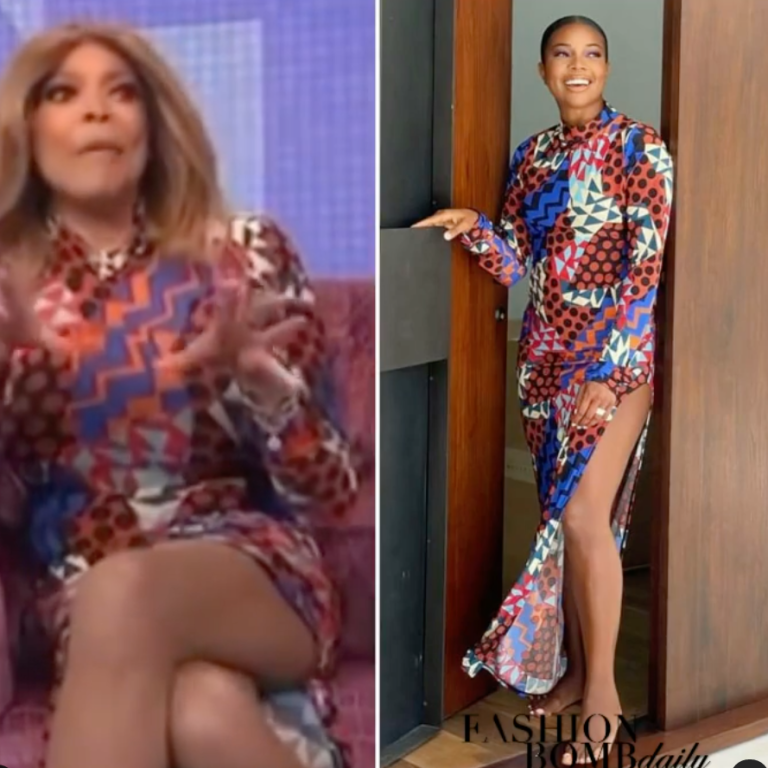 You ask, We Answer! Wendy Williams and Gabrielle Union Wear Sammy B’s Jade Geometric Multicolor Print Slit Dress