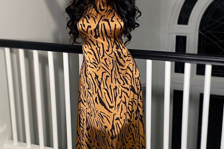 Erica Mena Takes a Step on the Wild Side in Fashion Nova Animal Print Dress