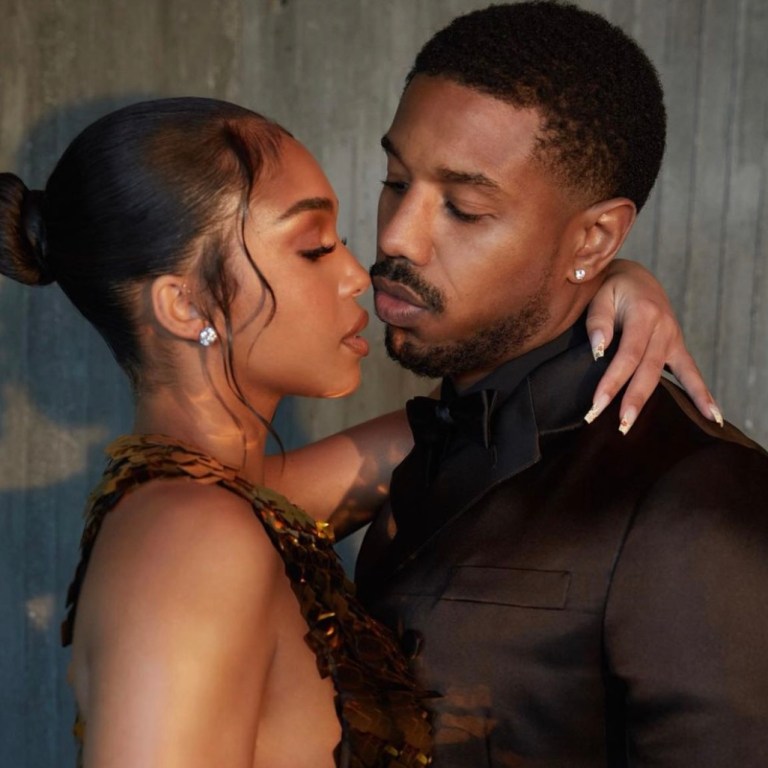 Lori Harvey and Michael B. Jordan Match Each Other’s Fly in Custom Prada Looks Including Gold Plated Dress and Black Satin Suit for His ‘Without Remorse’ Movie Premiere