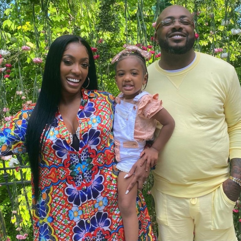 Porsha Williams Celebrates Mother’s Day With Family and Friends Wearing Sai Sankoh Red and Blue Tile Print Dress From BeautyLifeFun Shop