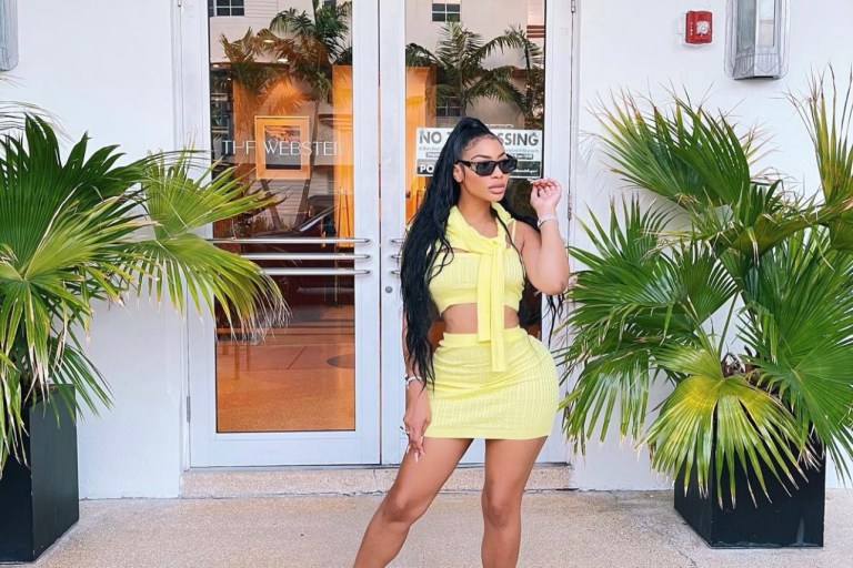 Tommie Lee Serves Up Major Spring Vibes in Fashion Nova Yellow Ribbed Skirt Set