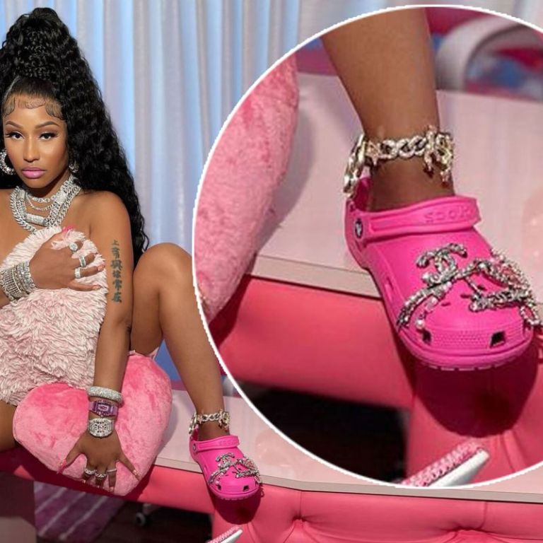 Fashion Bomb Exclusive: Nicki Minaj’s Chanel Pinned Pink Croc Photos Cause Sales to Soar; Stylist Diandre Tristan Says Crocs are Nicki’s Mommy Must Have “She Has Them in Every Color”