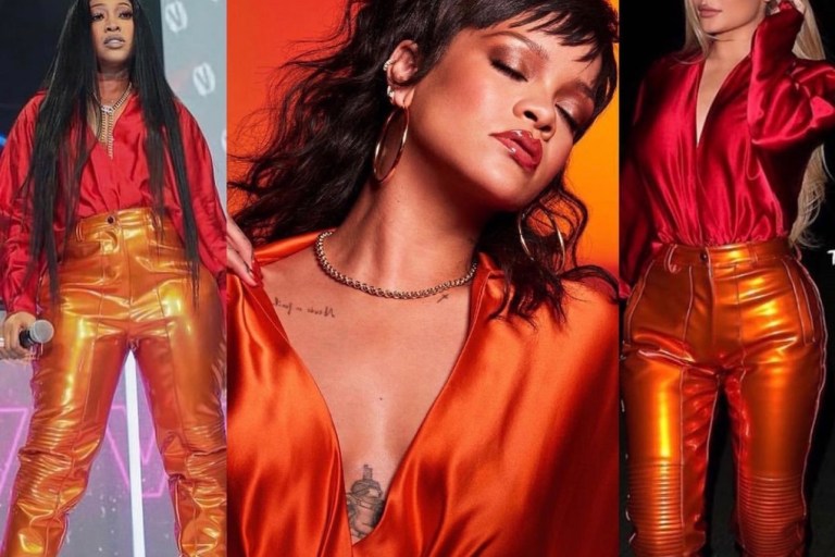 Celebs Love LaQuan Smith’s Spring 2021 Collection: Rihanna, Trina, and Kylie Jenner Spotted in Silk Tuxedo Shirt and Vinyl Moto Pants